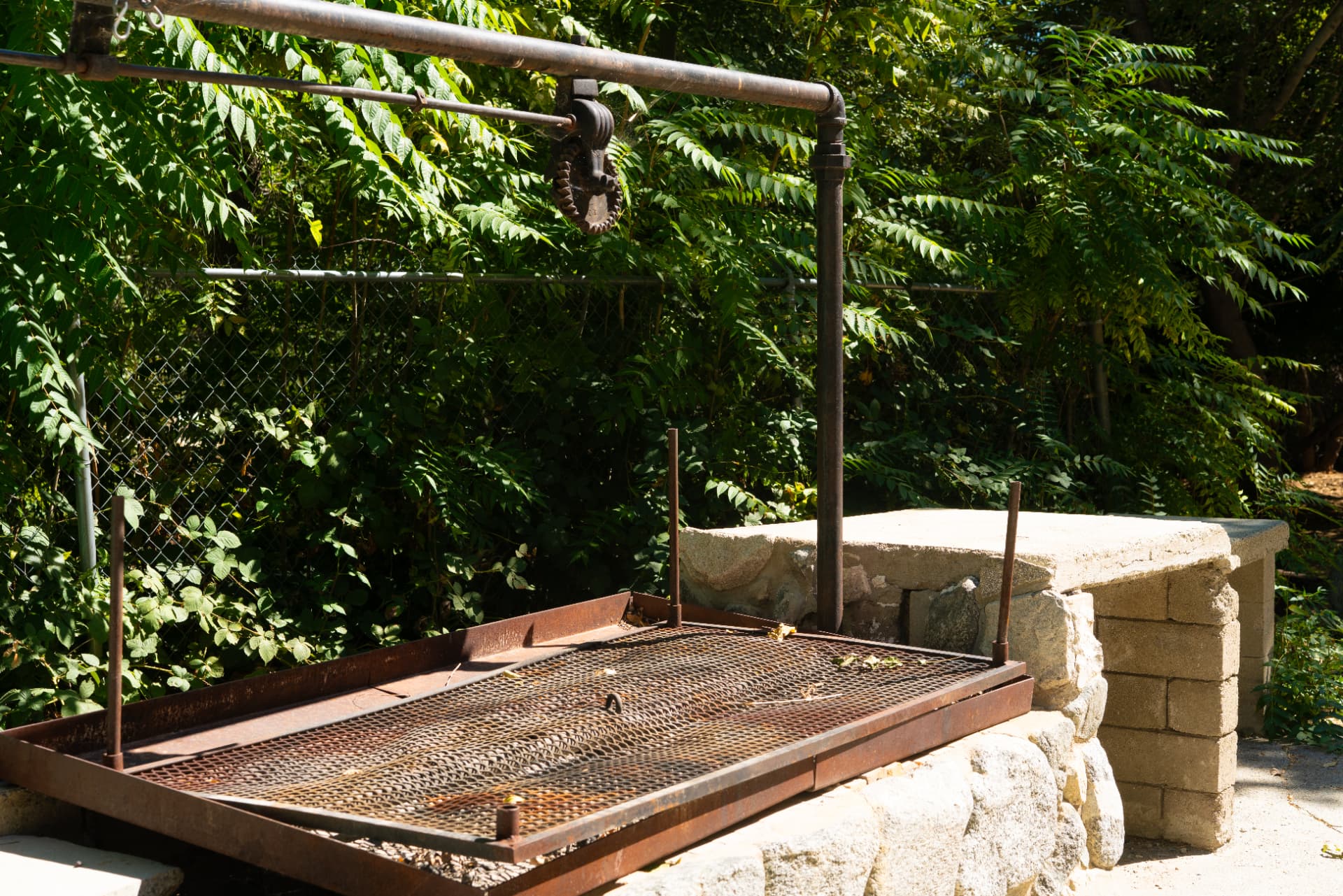 Large stone grill and cooking area